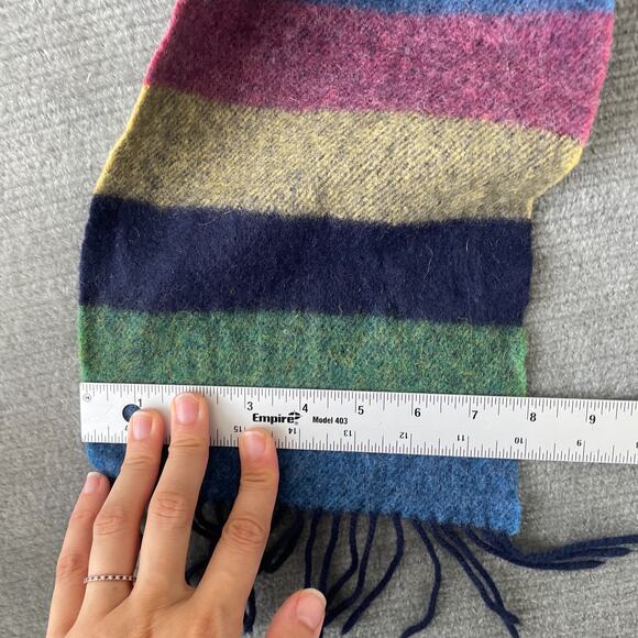 John Hanly Ireland Scarf 100% Wool Multicolor Fringe Casual Academia Preppy 8x66 - Picture 3 of 10